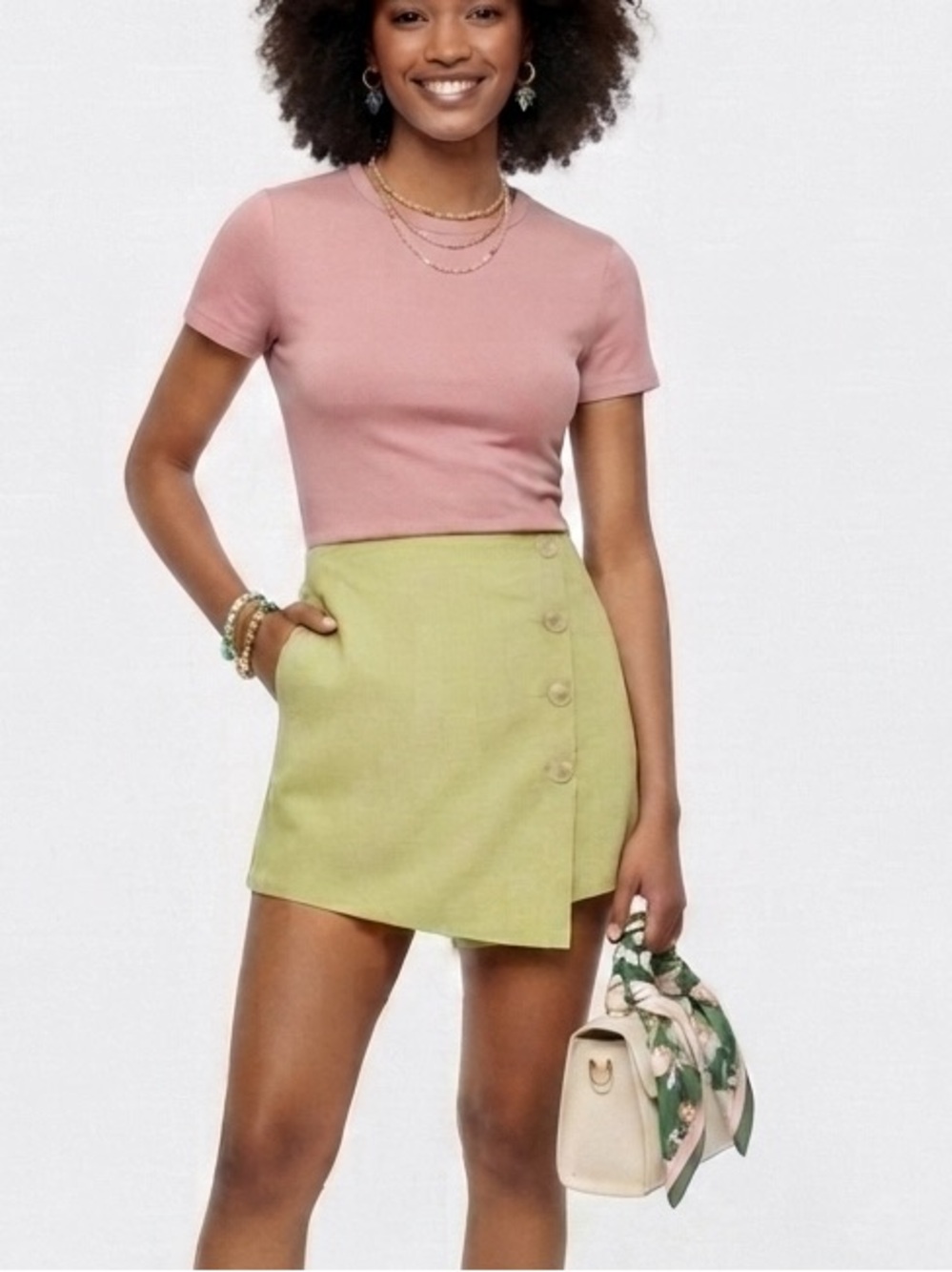 NWT Lulu’s Cabana Cutie Light Green Button-Front Mini Skort XL